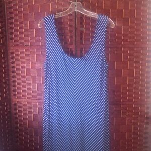 Blue and White Striped Sleeveless Dress